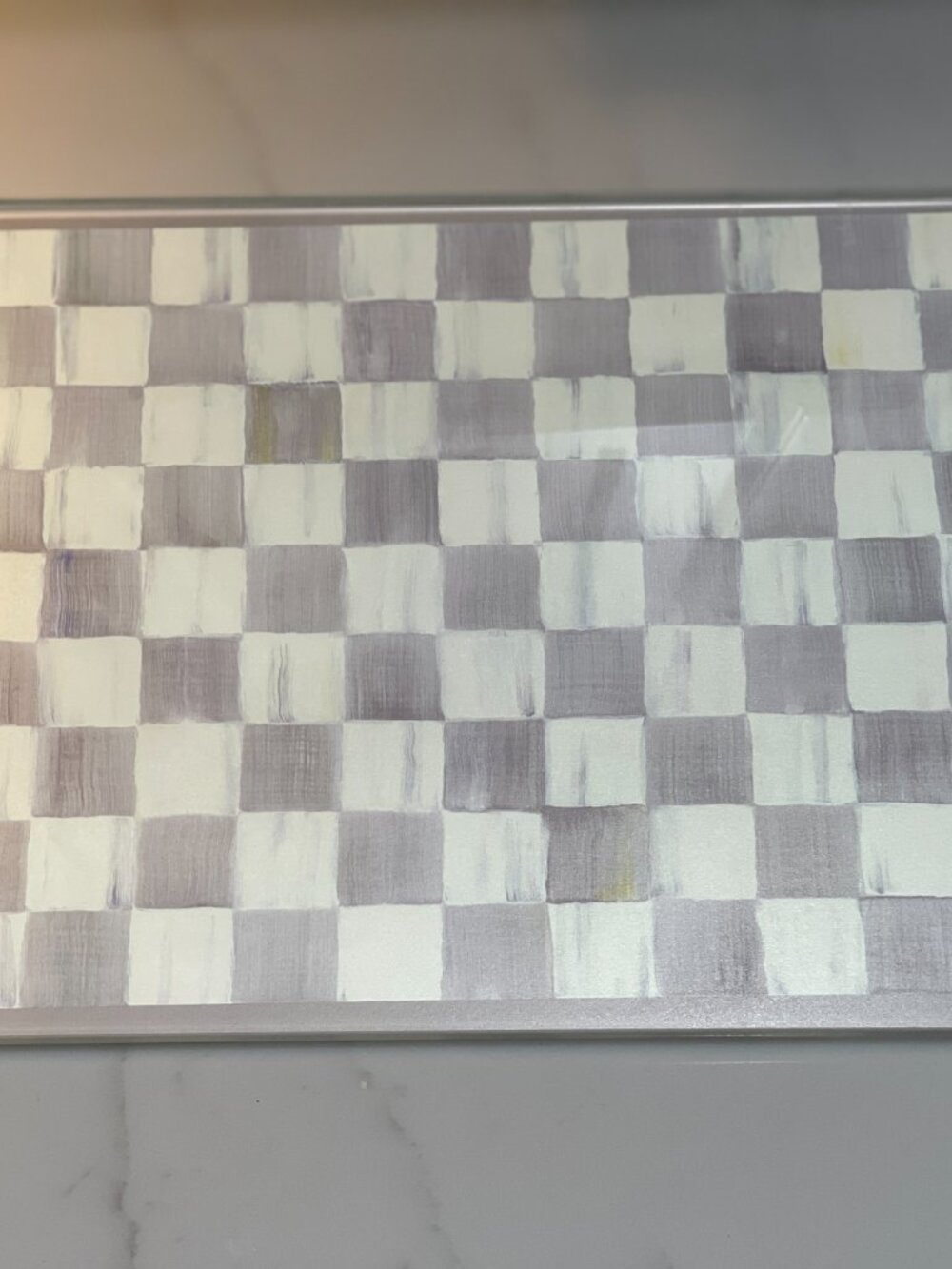 MacKenzie-Childs Sterling Check Small Glass Cutting Serving Board - Picture 5 of 15